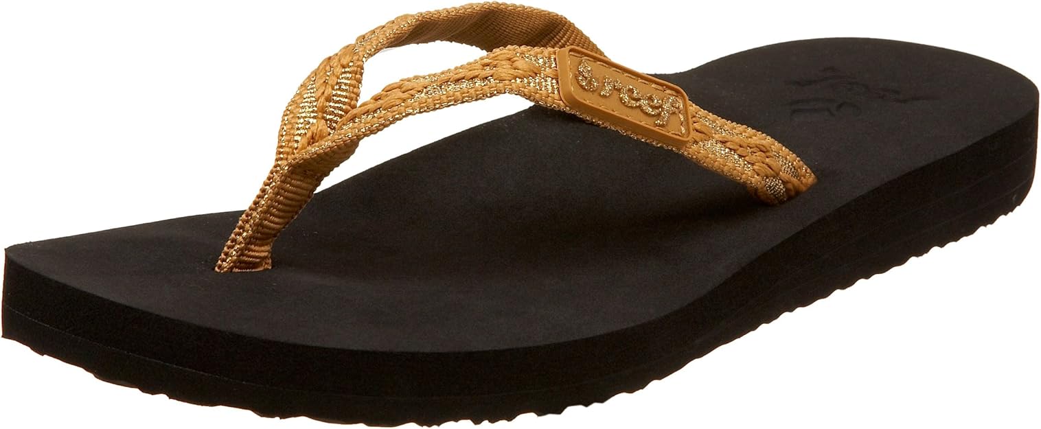 Amazon.com | Reef Women's Ginger Sandals, Black/Gold, 4 M US | Shoes
