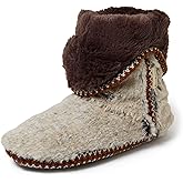 Dearfoams womens Fuzzy Memory Foam Beth Bedroom Bootie Slipper Sock With Grippers