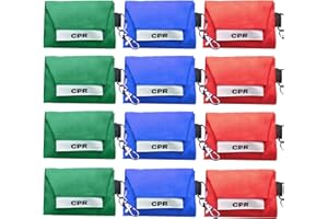 NOVAMEDIC 12pcs CPR Face Shield Mask with Keychain Ring, CPR Emergency Barrier with One-Way Valve and HEPA Filter for First Aid Mouth to Mask Treatment and AED Training, Pocket Size, Color May Vary