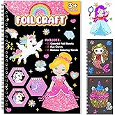 Art & Craft Activity,Foil Craft Princess DIY Fun Art Kits,No Mess Creative Foil Art Kits Set Drawing Game for Kids,Birthday Gifts Crafts Supplies Travel Toys for Girls Boys Ages 4 5 6 7 8 9 Year Old