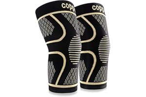 MEIDDANO Copper Knee Braces for Knee Pain Women and Men (2 Pack), Knee Compression Sleeve for Arthritis, ACL, Meniscus Tear, Joint Pain Relief, Knee Support for Working , Running, Weightlifting, Fitness(M)