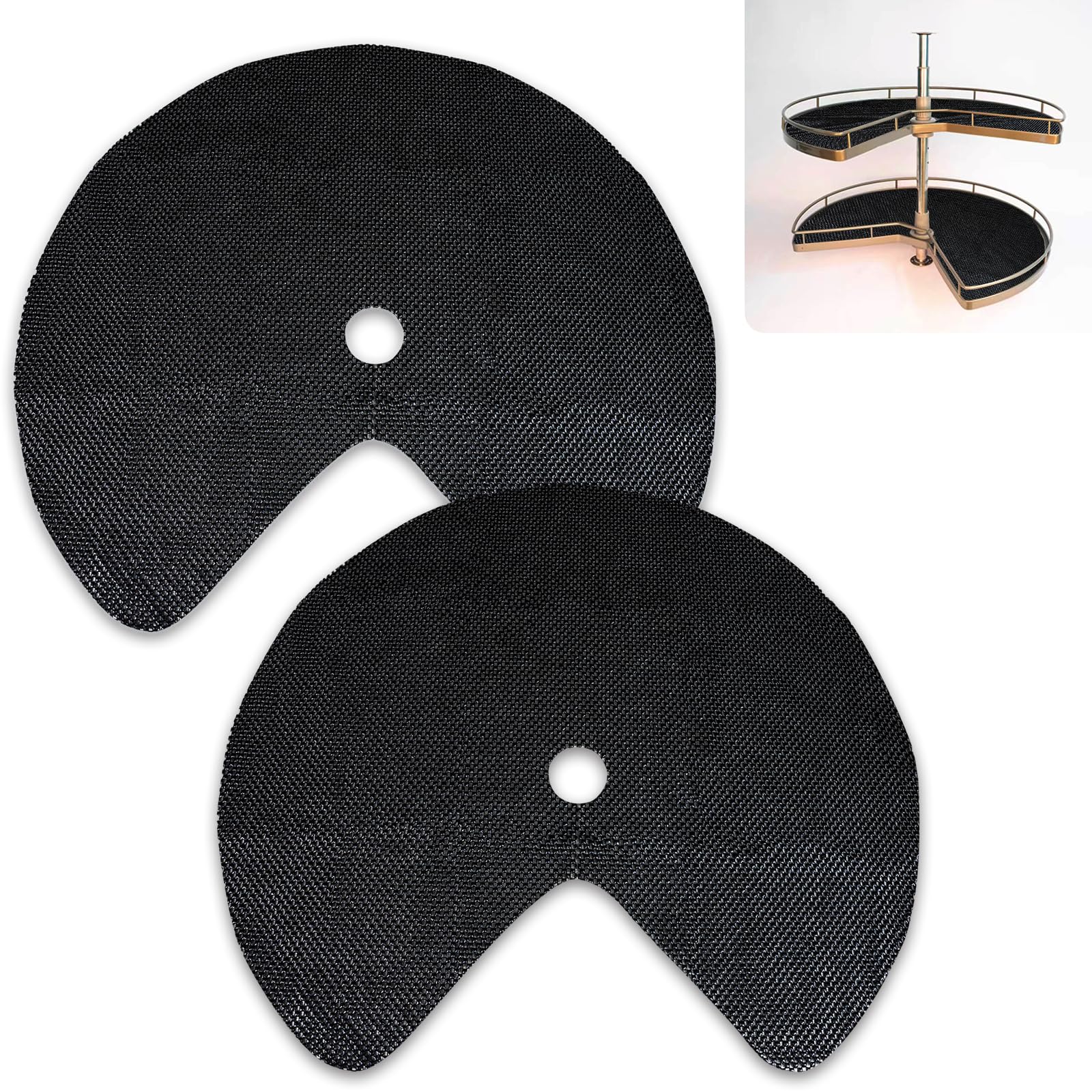 Photo 1 of 2 Count Shelving Liners for Lazy Susans Round Mesh Liner for Cabinet Circular, Non Slip 30-inch Black
