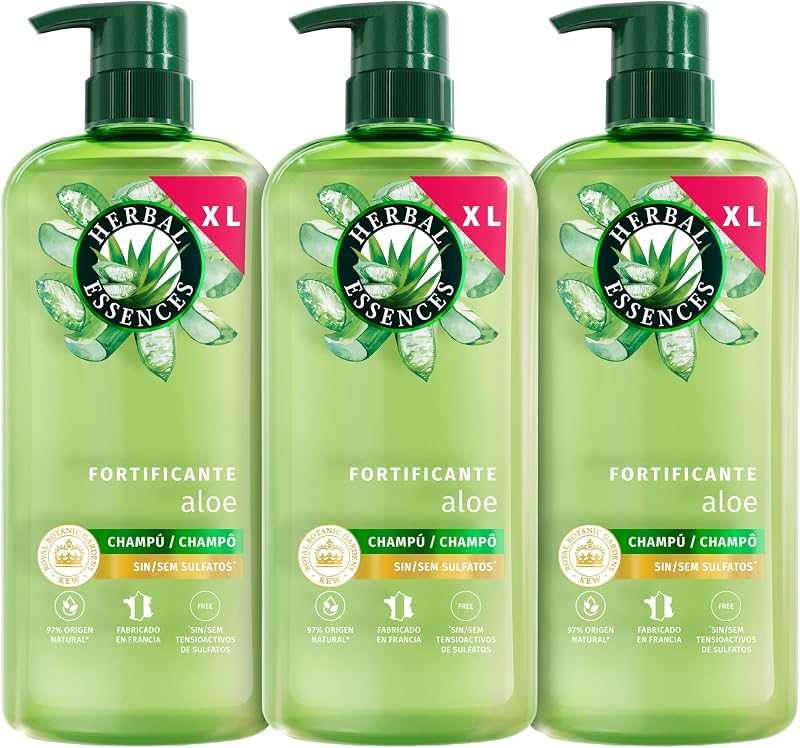 Aloe Champú Sin Sulfatos, Fortificante, 3x650ml