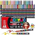 Amamao Acrylic Paint Markers, Soft Brush Tip Pens and Markers, Acrylic Paint Pens for Wood, Stone, Canvas, Glass, Fabric, Egg, Rock Painting and DIY Crafts Art Supplies (48)