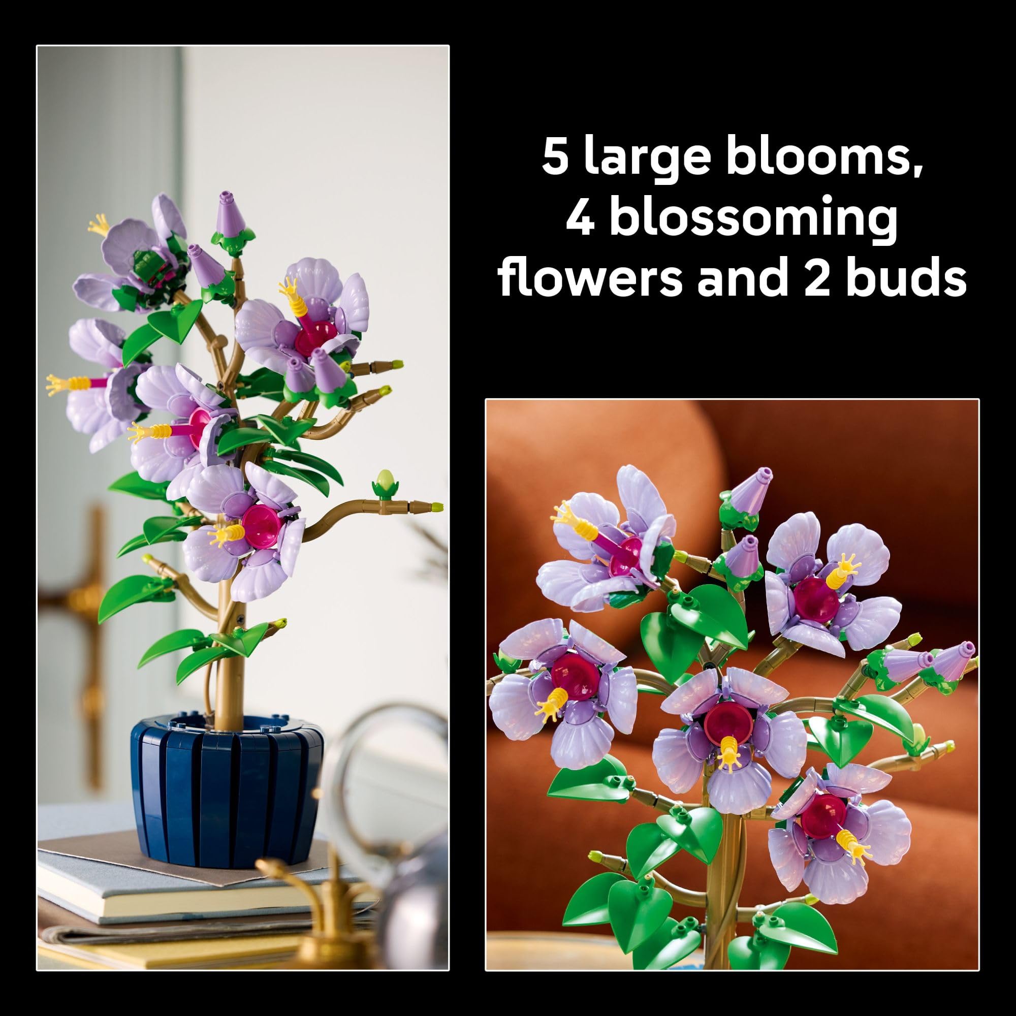 LEGO LEGO Botanicals Hibiscus Flower Building Set - Artificial Plant & Flower Building Blocks for Women & Men, Ages 18+ - Home, Office Decor Gift Idea - 10372