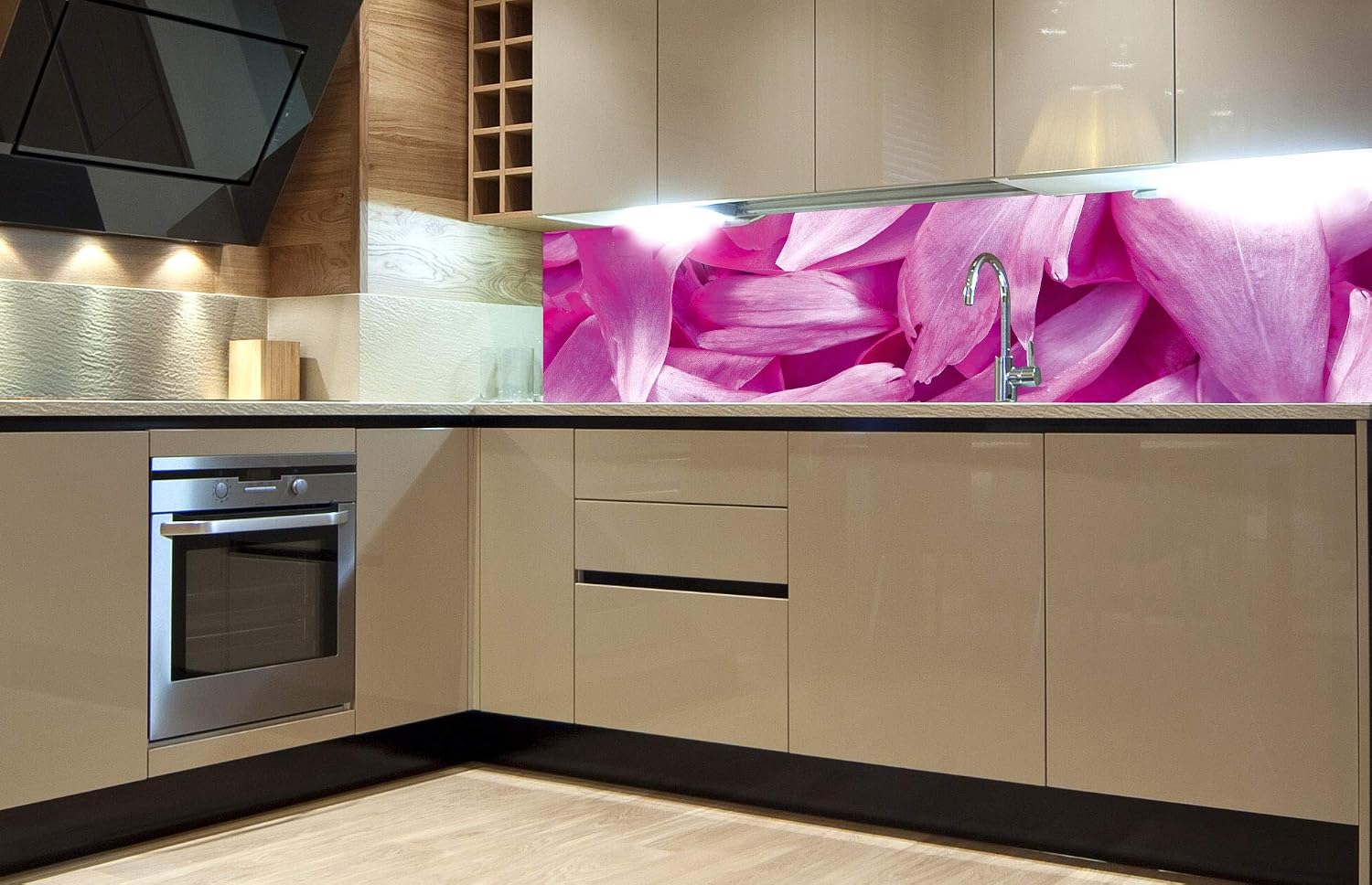 DIMEX LINE Peel and Stick Kitchen Backsplash Sticker Purple Petals, Rosa, 180 x 60 cm