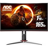 AOC CQ32G2S 32" Curved Frameless Gaming Monitor 2K QHD, 1500R Curved VA, 1ms, 165Hz, FreeSync, Height adjustable, 3-Year Zero