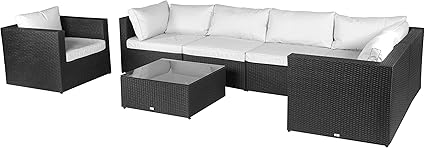 Vanage Hamburg Gartenmobel Set Xxxl Mit Kissenbezugen Zum Wechseln In Weiss Und Anthrazit Schwarz Amazon De