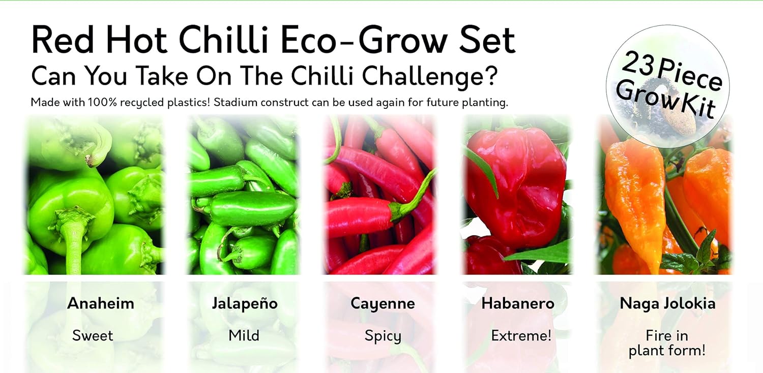 Pronto Seed Red Hot Chilli Grow Kit Contains 5 Varieties to Grow Your
