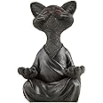 JFSM INC. Whimsical Black Cat Buddha Figurine Meditation Yoga Decor - Cat Lover Gifts, Yoga Gifts, Meditation Gifts, Zen Namaste Decor Gifts