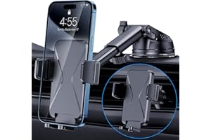 Ossvaln Cell Phone Car Mount [Upgraded - Super Suction Power] Car Holder for Phone 3-in-1 Universal Phone Holder for Car Vent Phone Mount 360° Car Holder Phone for iPhone Android Smartphones