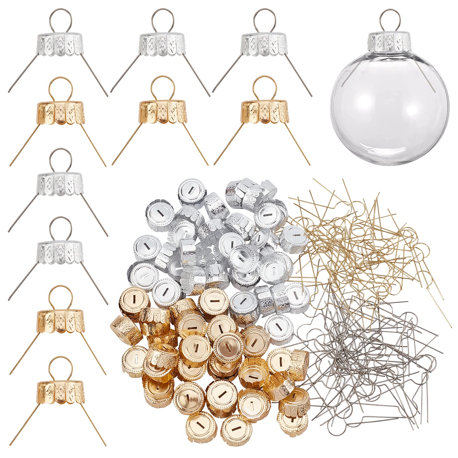 arricraft about 100 Pcs Christmas Round Ornament Caps, Aluminum Replacement Ornament Caps for Christmas Tree Porcelain Ceramic Glass Decoration