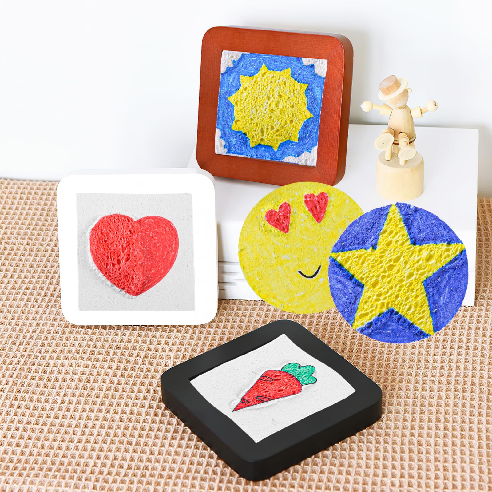 JHGCVX 20 Pcs Foam Texture Paper,Square & Round Foam Texture Blank Painting Paper,Coloring Puffy Texture Paper for Handmade Craft Supplies
