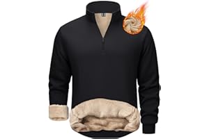 TACVASEN Quarter Zip Sweater Men Fleece Pullover Sherpa Lined Sweatshirt Heavy Winter Warm Thick Cotton Sweaters Men