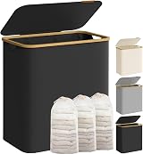SONGMICS 150L Laundry Basket with 3 Compartments Lid 60x38.5x70.5 cm