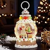 Santa Christmas Snow Globe， Musical Snow Globe，LED Lights and Swirling Glitter, Santa Chef Baking Theme Christmas Decorations Indoor, Gift for Adults and Kids