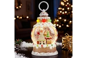 RENSULKY Gingerbread Santa Christmas Snow Globe， Musical Snow Globe，LED Lights and Swirling Glitter, Santa Chef Baking Theme Christmas Decorations Indoor, Gift for Adults and Kids