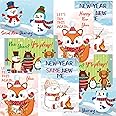 FANCY LAND Happy New Year Cards with Envelopes Funny New Year's Greeting Cards Holiday Christmas Notecards 12Pcs