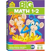 School Zone Big Math 1-2 Workbook: 320 Pages, 1st Grade, 2nd Grade, Elementary Math, Addition, Subtraction, Word Problems, Time, Money, Fractions, Ages 6 to 8