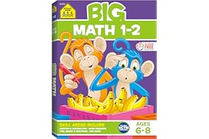 School Zone Big Math 1-2 Workbook: 320 Pages, 1st Grade, 2nd Grade, Elementary Math, Addition, Subtraction, Word Problems, Ti