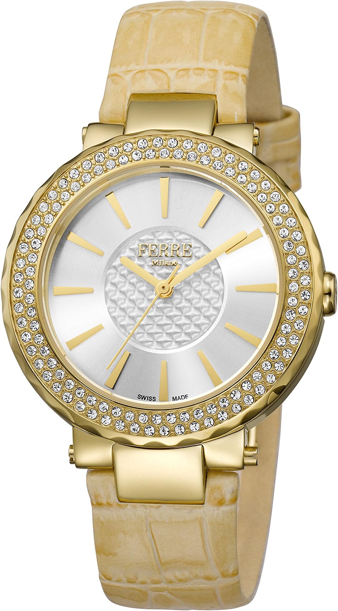 Women's FM1L058L0021 Silver Dial with Ivory Leather Band Watch.