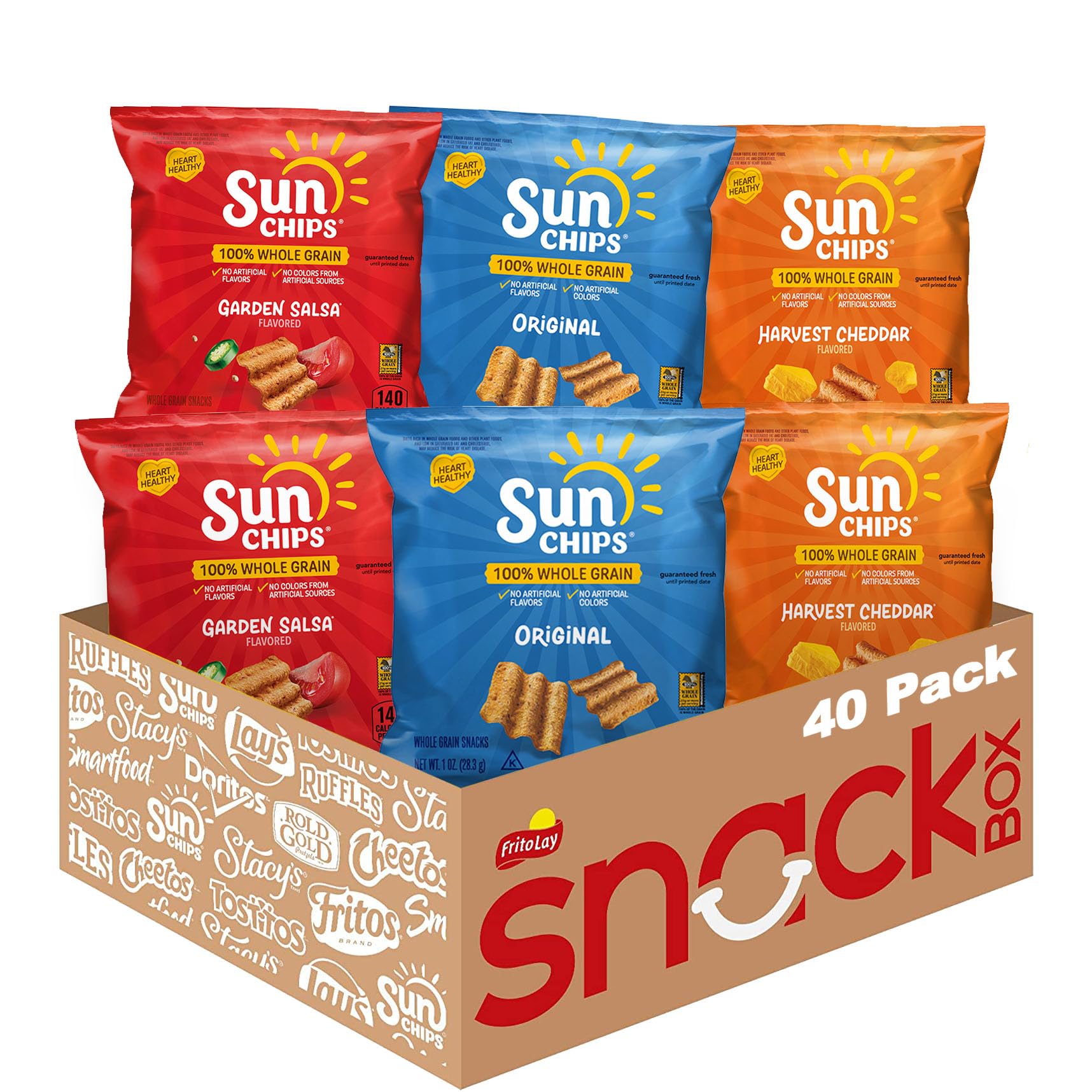 Photo 1 of ***FACTORY SEALED*** SunChips 100% Whole Grain Chips, Variety Pack, 1 oz Bags, Pack of 40, No Artificial Flavors, Colors ***BEST BY JAN 26 2026***