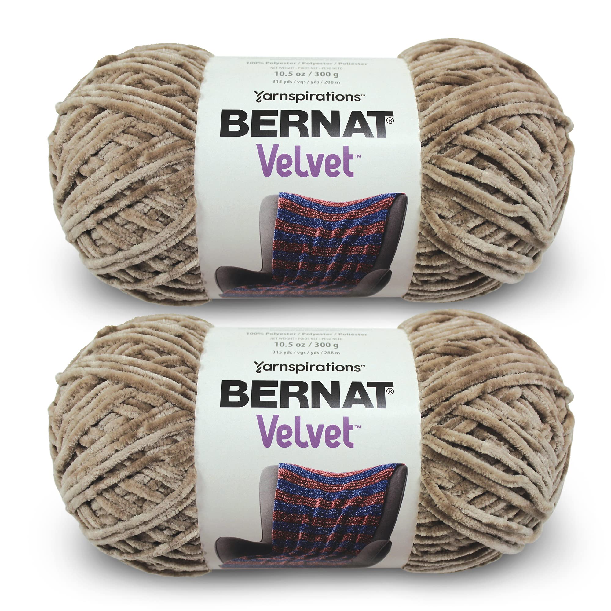 Bernat Velvet Mushroom Yarn - 2 Pack of 300g/10.5oz - Polyester - 5 Bulky - 315 Yards - Knitting, Crocheting & Crafts — image 1