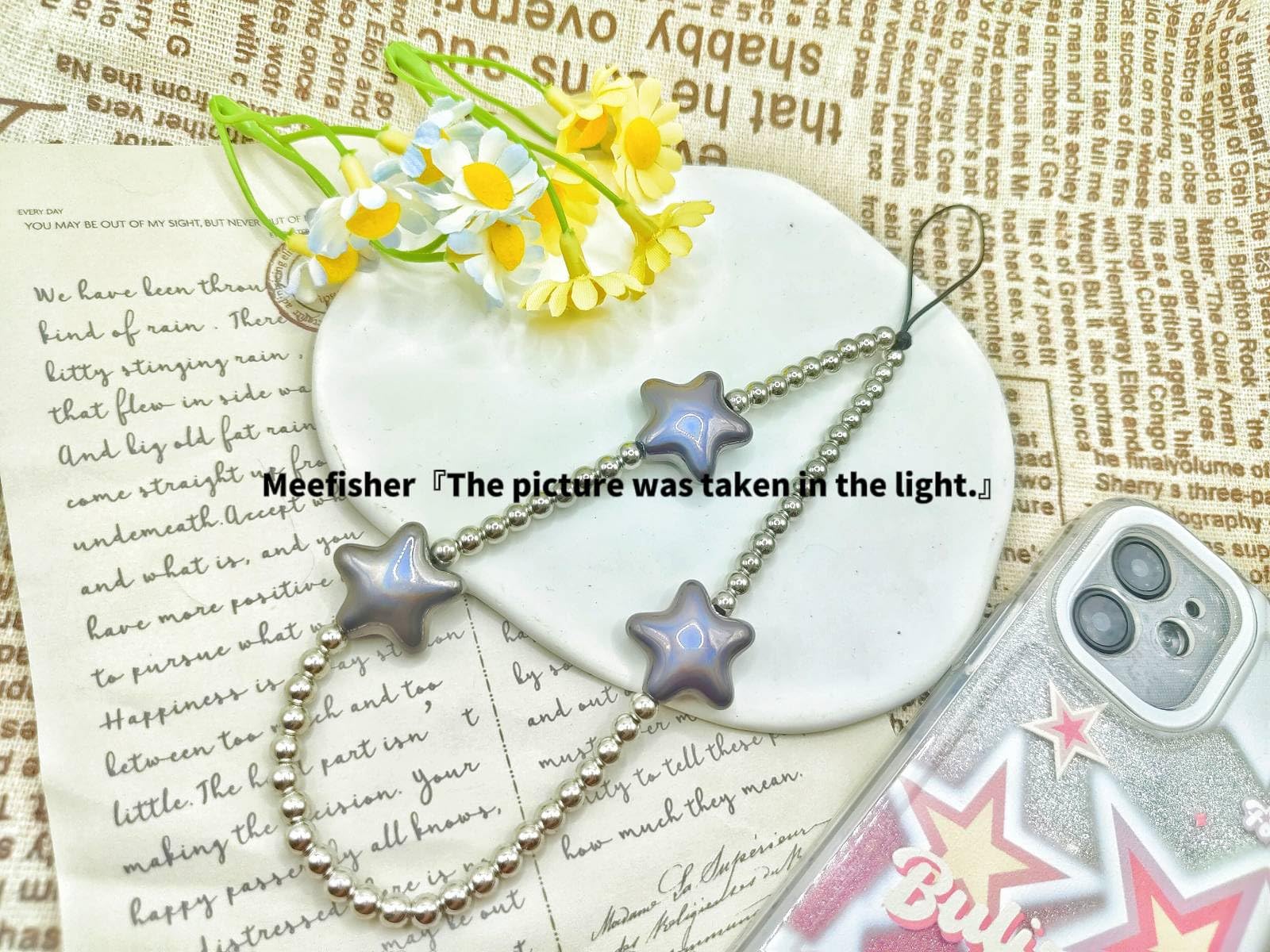 Meefisher Star Y2K Beaded Phone Charm Colorful Cute Charms Cell Phone Lanyard Strap Wrist Beads Chain Lightweight Accessories