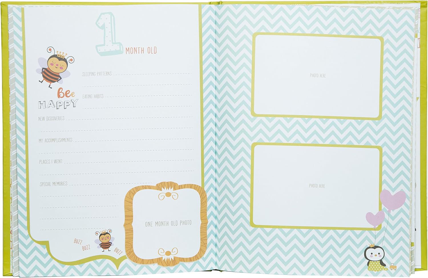 Pinnacle Frames & Accents Baby's First Year Hardcover Milestone Memory Book Journal Leather Photo Album: Home & Kitchen