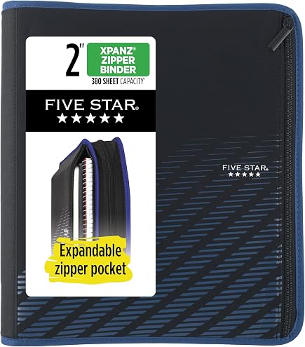 Amazon.com : Five Star 2 Inch Zipper Binder, 3 Ring Binder, 6