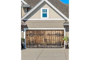 LBDECOR Rustic Wood Door Garage Door Decorations, Farmhouse Country Garage Door Banner Cover with Grommets, Garage Door Mural Backdrop Decoration for Indoor Outdoor Wall Door Photography 7x16ft