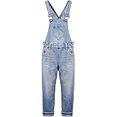 KIDSCOOL SPACE Girls Denim Overalls,Stretchy Jean Dungarees Pants