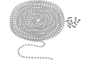 120 Inch 304 Stainless Steel Ball Chain, 2.4mm Ball Chain Bead with 18 Pcs Matching Connector Clasp for Necklace Hanging, Tag