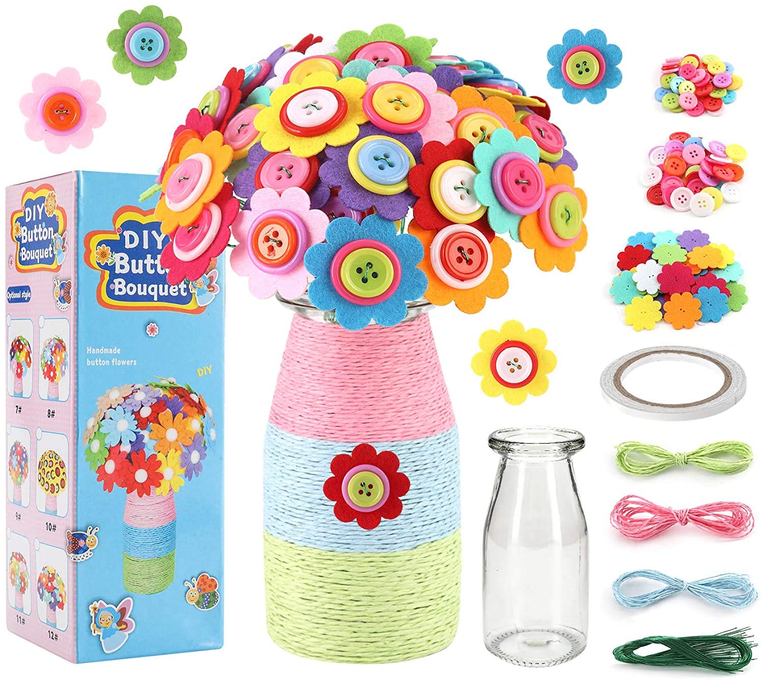 Afufu Craft Kit for Kids Age 5 6 7 8 9+, Toys for Girls Crafts and Art Set Make Your Own Flower Bouquet, Childrens Educational Game DIY Vase Kits Christmas Birthday Easter Gift