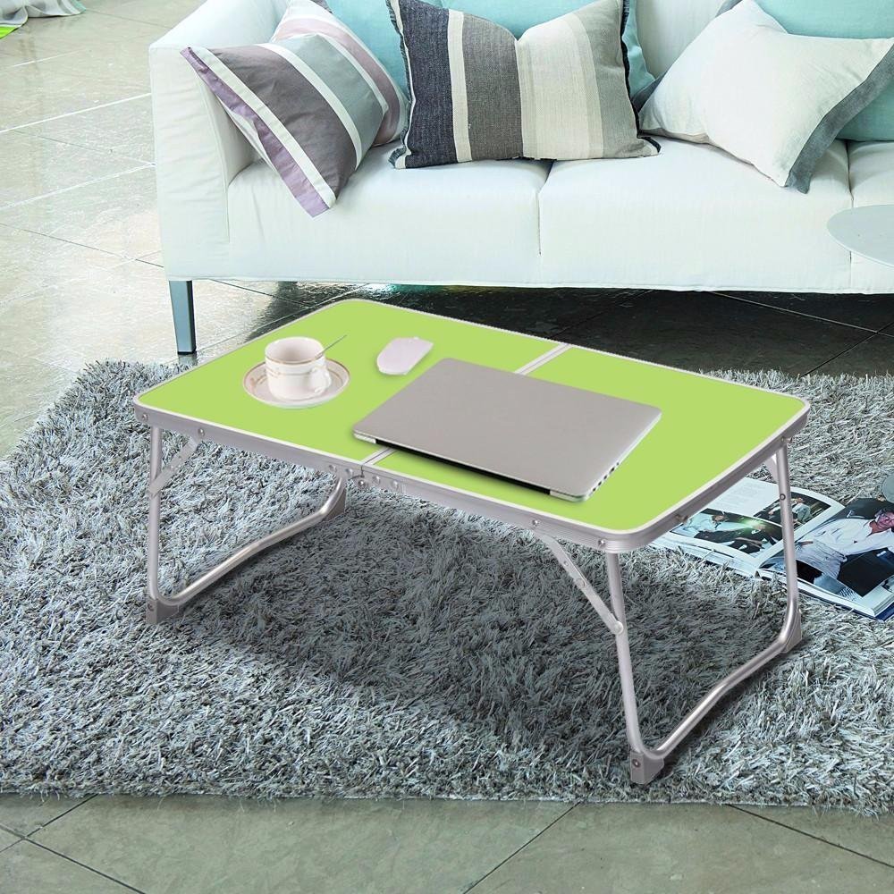 Yaheetech Foldable Laptop Table/Breakfast Serving Bed Tray/Portable Mini Picnic Table with Inner Storage Space and Soft Handle for Sofa Couch Floor (Green)