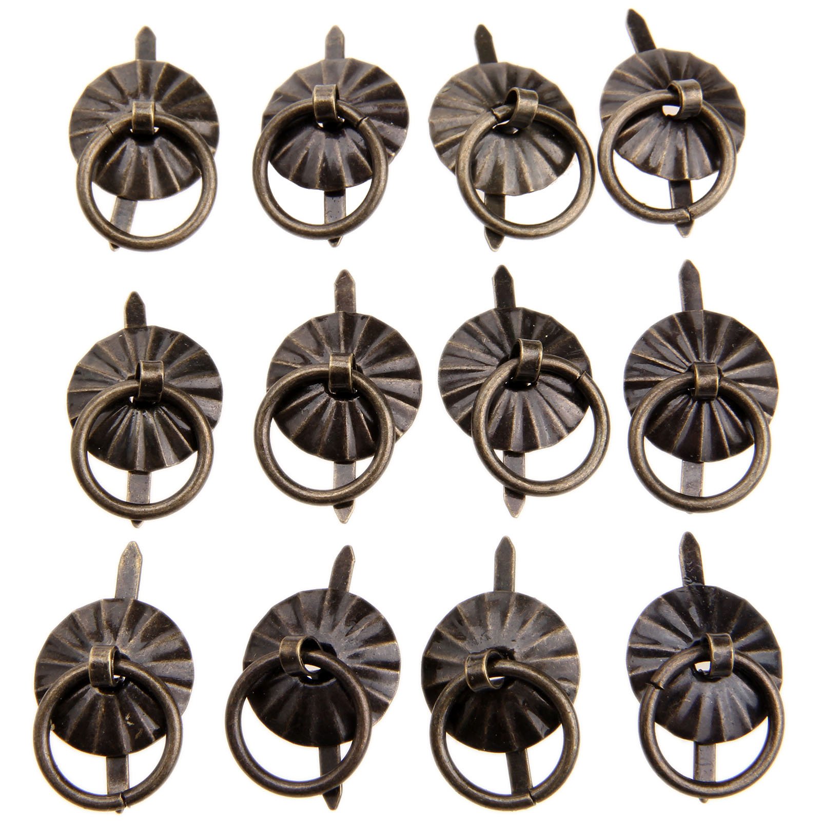 Dophee 12PCS Retro Ring Drawer Knobs, Vintage Drawer Handles Round Ring Pulls with Screws for Cabinet Wardrobe Cupboard Dresser Jewelry Gift Box