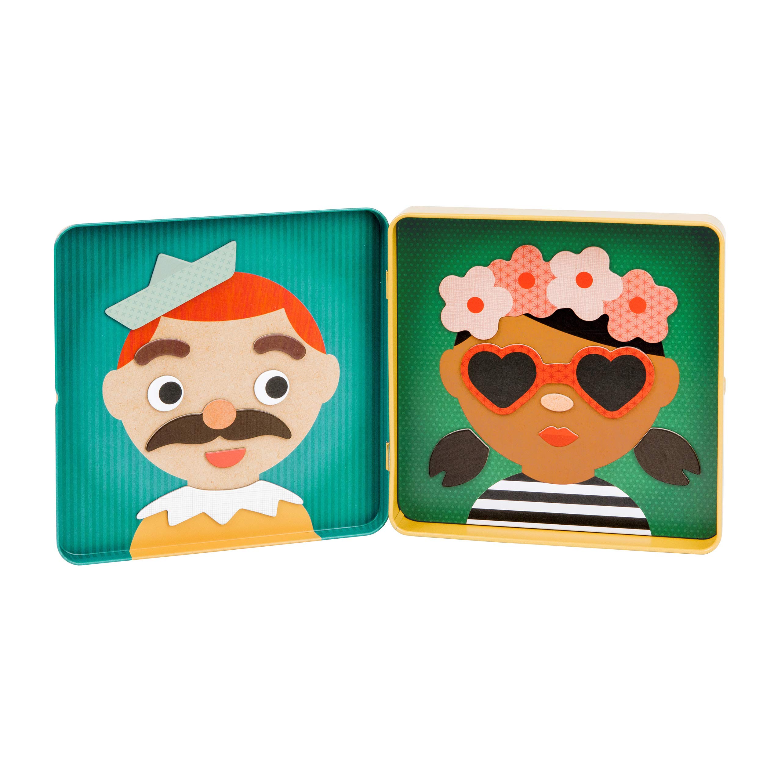Petit Collage Funny Face Magnetic Travel Play Set – Fun Game for Families, Ideal for 2-4 Players, Ages 4+ – Travel Game for Kids with Handy Portable Tin – Make a Great Gift Idea
