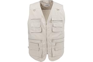 LUSI MADAM Men's Poplin Outdoors Travel Sports Multi-Pockets Work Fishing Vest