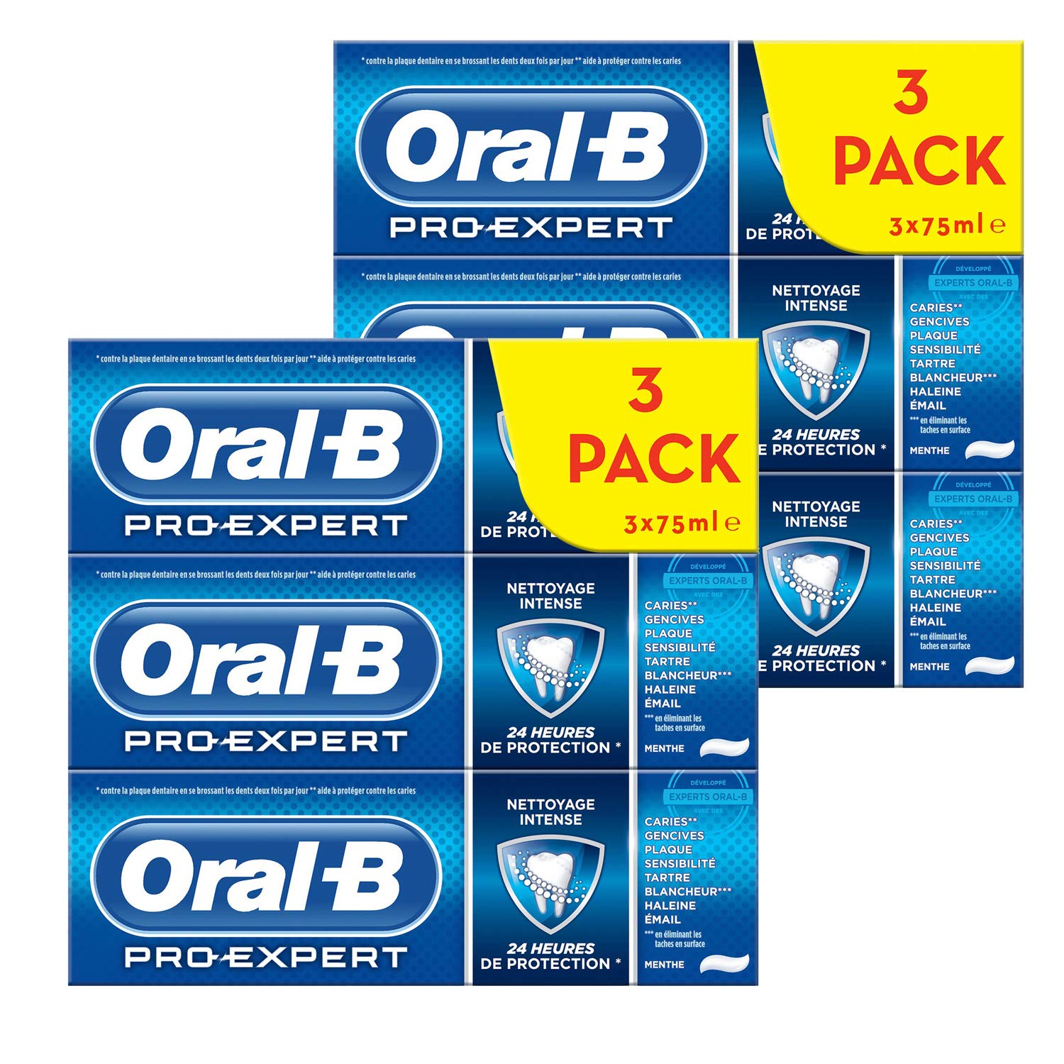 Oral-B Pro-Expert Dentifrice Nettoyage Intense, 24 H de Protection, Protège Contre la Plaque Dentaire, Lot de 3x75 ml