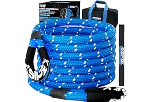 AXSIPEIX Kinetic Recovery Rope (Reflective) | 1in x 30ft 48,500Lbs Heavy Duty, 35% Elasticity Tow Rope - Offroad Snatch Strap for 4x4 Truck SUV UTV ATV Jeep