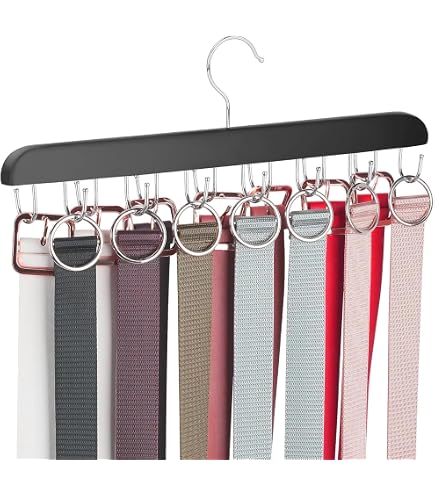 Lot De 2 Porte-Cravates Rotatifs 360° - 6 Crochets En Acier Par Porte - Support En Bois - Pour Cravates, Ceintures, Écharpes, Bijoux...