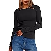 ANRABESS Womens Long Sleeve Thermal Shirts Slim Fit Basic Tee Tops Warm Fleece Undershirts 2025 Fall Winter Layer Outfits