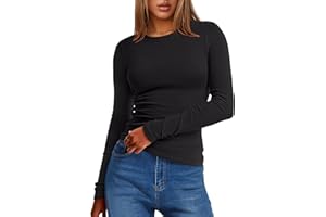 ANRABESS Womens Long Sleeve Thermal Shirts Slim Fit Basic Tee Tops Warm Fleece Undershirts 2025 Fall Winter Layer Outfits