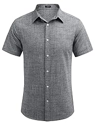 COOFANDY Men's Untucked Shirts Short Sleeve Button