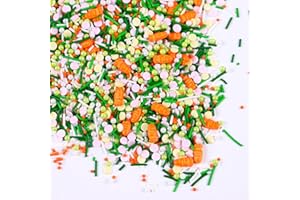 MILOVIN Edible Easter Sprinkles for Cake Decorating, Edible Carrot Sprinkles, Round Sprinkles, and Jimmy Spring Sprinkles for Easter Carrot Cupcakes, Spring Cake, Macaron, Ice Cream Topping, Cookies(120g/4.23oz)