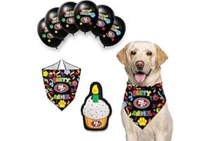 PETS FIRST NFL SAN Francisco 49ERS Dog Birthday Party Set 8 pcs with 1 Football Bandana Small/Medium, 1 Birthday Cake Toy & 6 B-Day Balloons, Dog Birthday Set, Costume, Fun Doggie Pawty Accessories