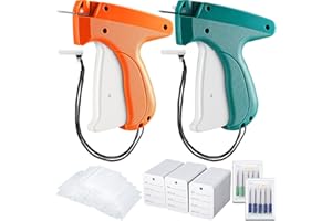 HONOSON 1112 Pieces Clothes Garment Tag Attacher Price Gun Applicator Machine 2 Inch Standard Plastic Fastener Barb Clothing Paper Size Name Tag Steel Needle for Boutique Store(Dark Green, Orange)