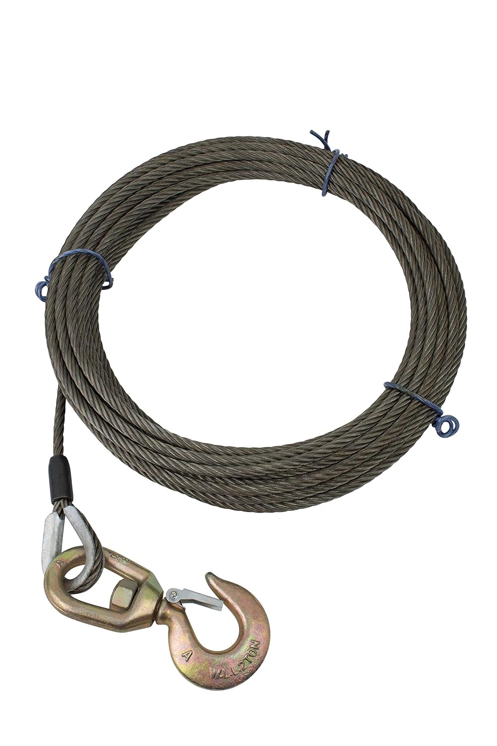 3/8" Steel Core Winch Cable with Alloy Swivel Hook (3/8" x 50' (Steel
