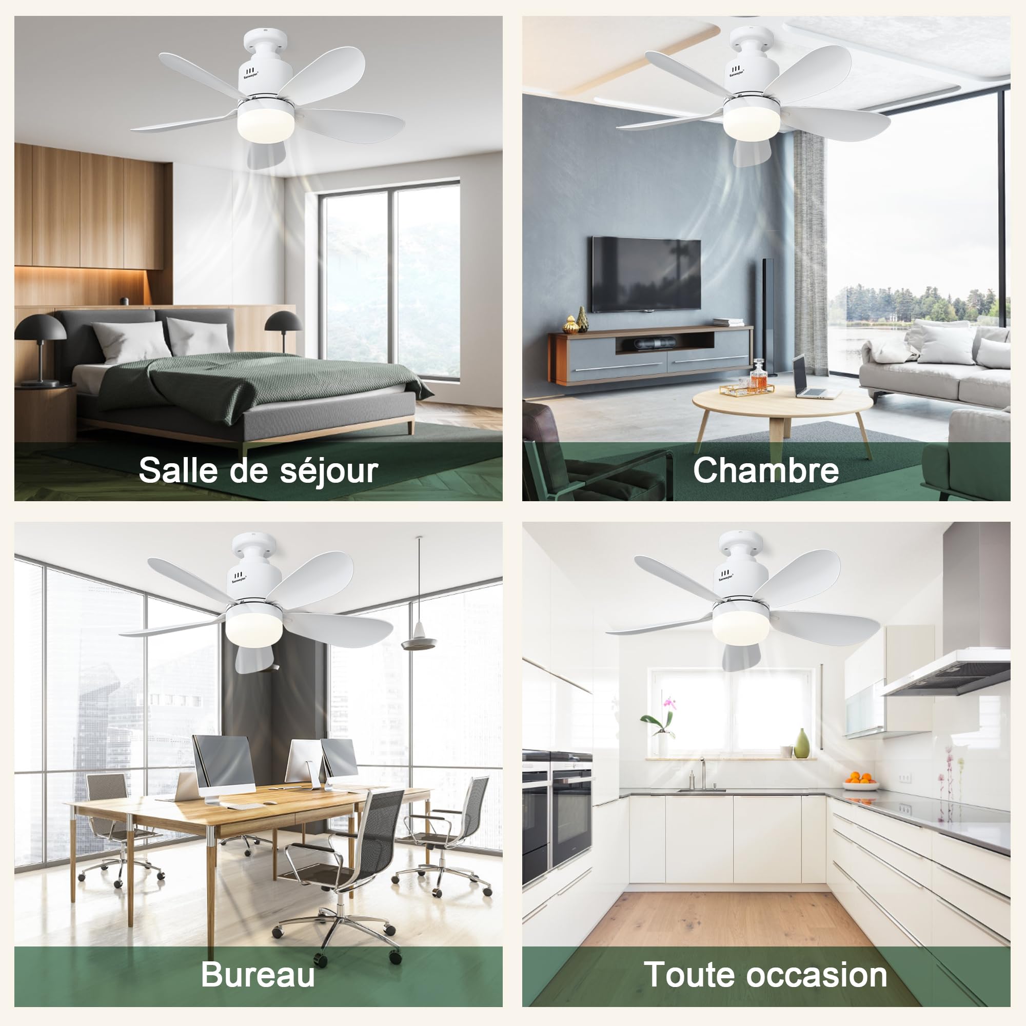 Sanweyter Deckenventilator mit Beleuchtung, 53CM Deckenlampe Deckenleuchte mit Ventilator Fernbedienung APP, Deckenventilator Klein 3000K-6500K Farbtemperatur, 4 Windstufen, Timer 7