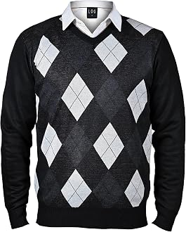Mens Slim Fit Argyle Pullover Diamond 